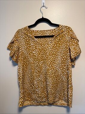 Printed Ruffle Sleeve Top